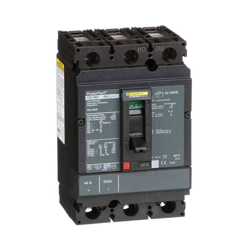 Square D Interruptor termomagnético Square D HDL36040 — 40 A, 3P, 600 V (PowerPact H-Frame)