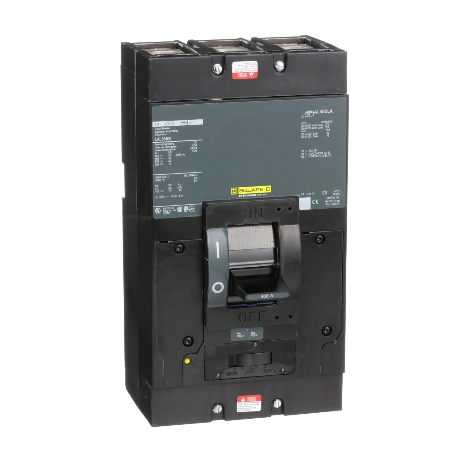 Square D Interruptor termomagnético Square D LAL36400 — 400 A, 3P, 600 V (L-Frame LA (lug))