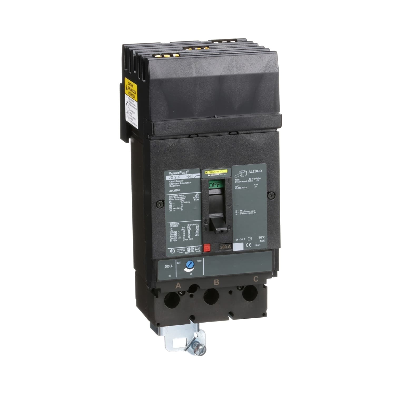 Square D Interruptor termomagnético Square D JDA36150 — 150 A, 3P, 600 V (PowerPact J-Frame)